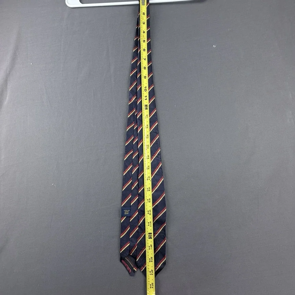 Polo Ralph Lauren Silk Striped Tie Navy Red Yellow Logo Handmade Italy